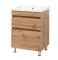 Комплект меблів для ванної кімнати мінімал WOOD 60 з умивальником Комо 60 і дзеркальна шафа навісна мінімал WOOD 60