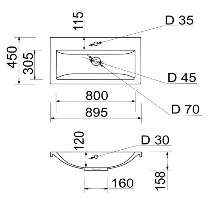 Меблевий рукомийник Cers 90 (Adamant) штучний камінь