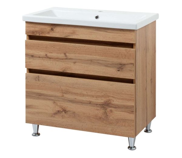 Тумба для ванної кімнати Мінімал 80 (wood) з умивальником Cers 80 (Adamant)