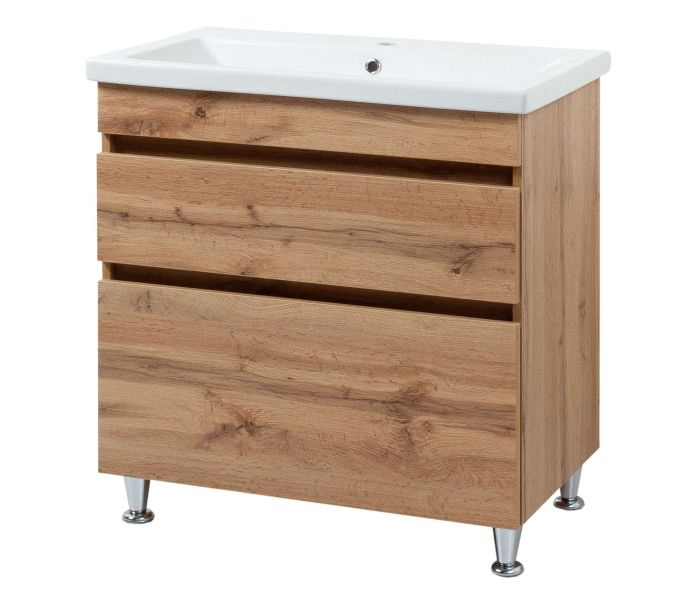 Тумба для ванної кімнати Мінімал 80 (wood) з умивальником Cers 80 (Adamant)